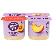 Dannon, Light & Fit, Non-Fat, Original, Peach Yogurt, 5.3 oz., 4 Count, Plastic Cup