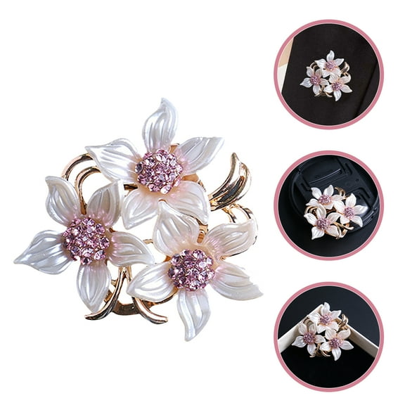 WHAMVOX 2pcs Flower Lapel Pin Rhinestones Scarf Ring Clip Shawl Brooch Silk Scarf Pins Slide Cardigan Buckle Women Scarf Clasp Dress Clothing Ring Clip Clothes Decorations Buttons