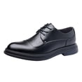 thumbnail image 3 of Men's Business Leather Dress Shoes Formal Pointed Toe Lace Up Flat Oxford Shoes Comfortable Non Slip Walking Shoes Black Size 8, 3 of 5