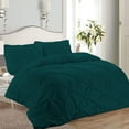 thumbnail image 2 of 3 Piece Pinch Pleated Duvet Cover Set 100% Cotton 1000 TC with Zipper Closure & Corner Ties Pintuck Bedding Duvet Cover - Super King Plus Size (120" x 120") Inch, Teal Solid, 2 of 7