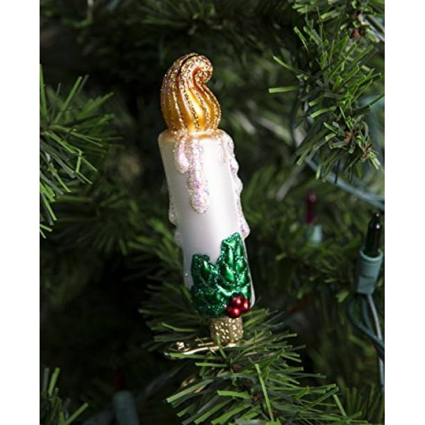 Old World Christmas - Clip-on Candle Ornament - Hand Painted Blown