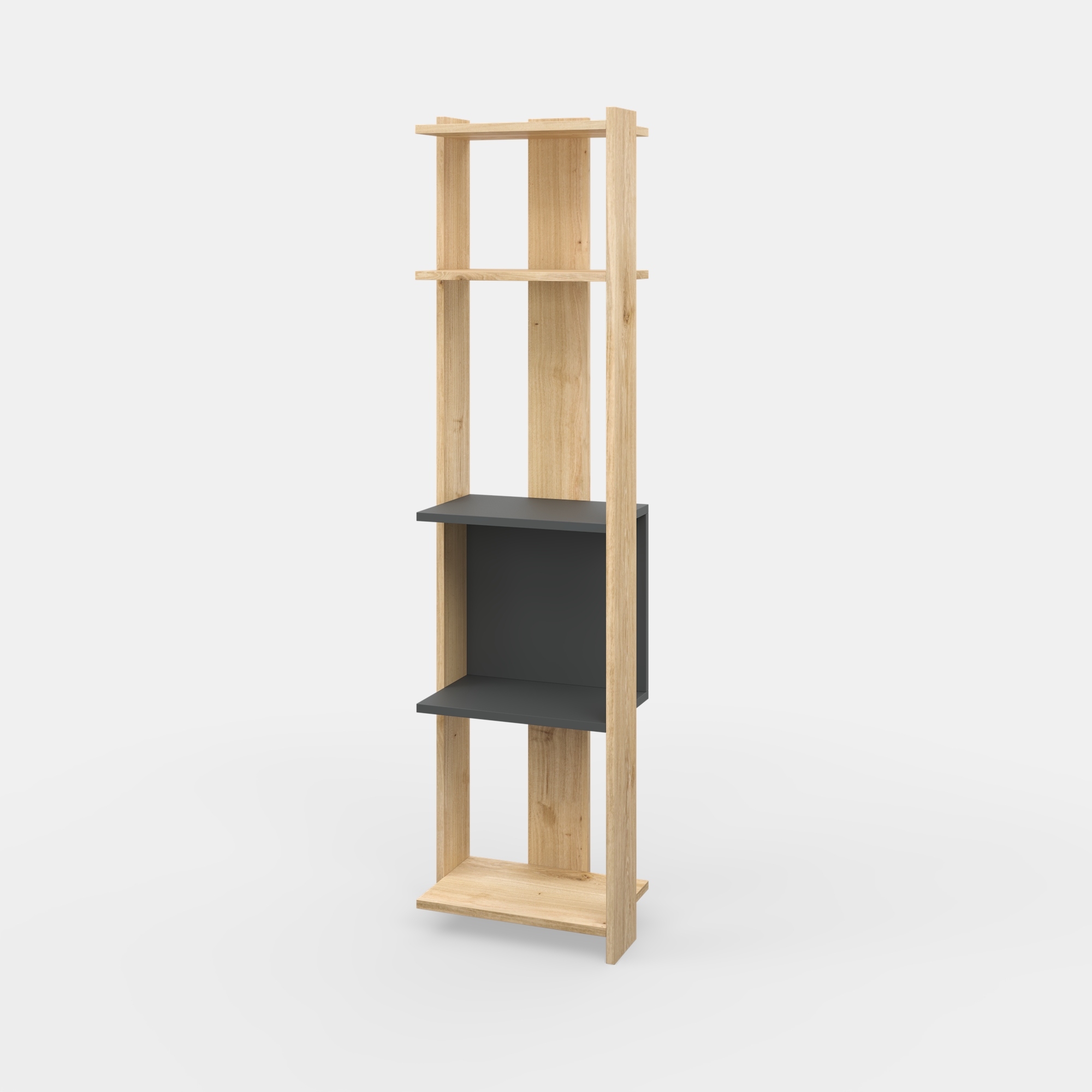 Ada Home Decor Abis 4 Tier Bookcase, Anthracite/Oak