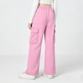 thumbnail image 5 of NAISIBABY Girls Sweatpants, with Multi-Pockets Straight Leg Elastic Waist Casual Cargo Athletic Pants Pink 14T, 5 of 6