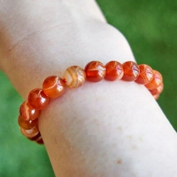 8mm Sardonyx Carnelian Crystal Round Bead Healing Balance Women Stretch Bracelet
