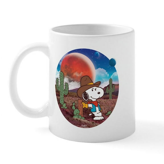 CafePress - Snoopy Space Cowboy Mugs - 11 oz Ceramic Mug - Novelty Coffee Tea Cup