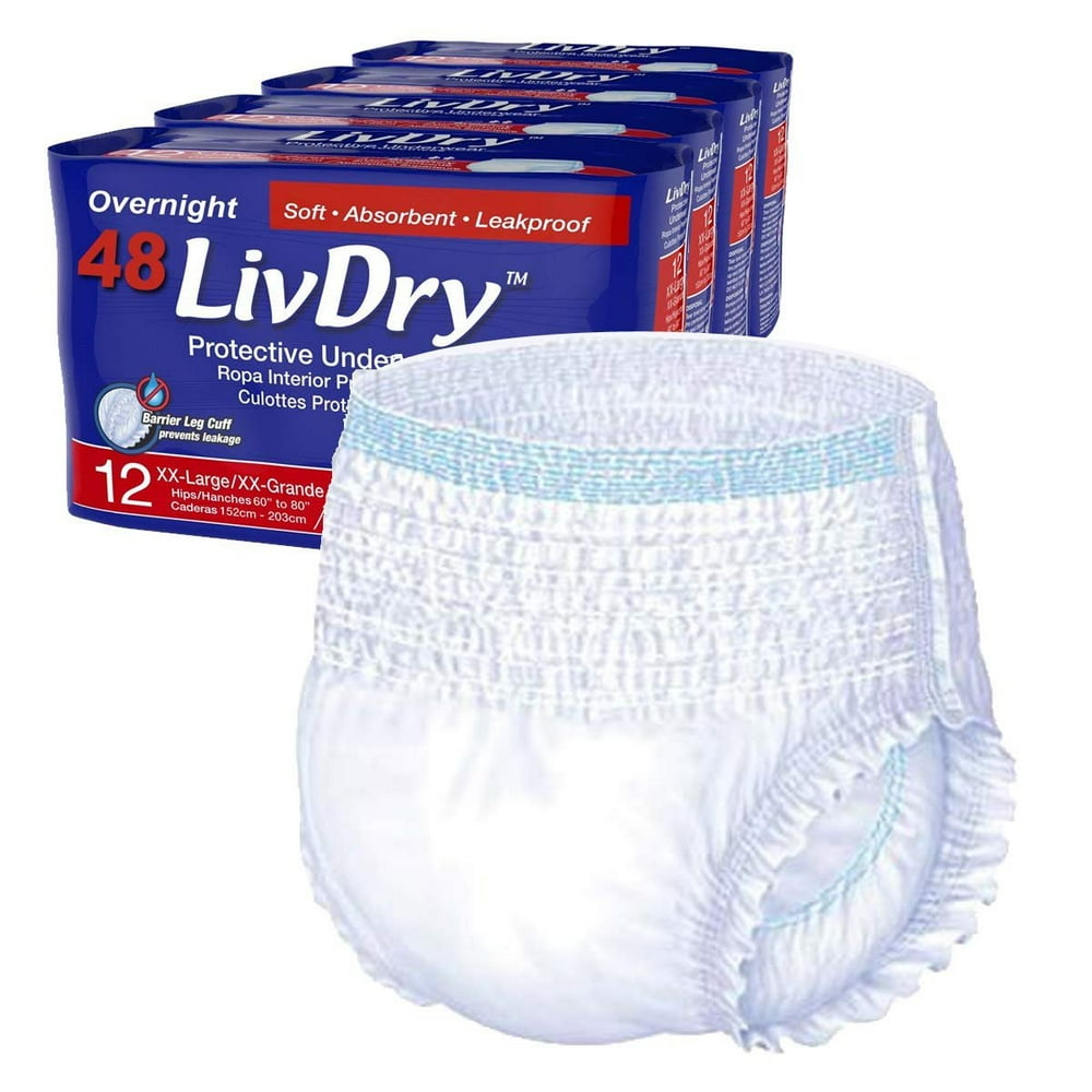 LivDry Adult XXL Incontinence Underwear, Overnight Comfort Absorbency
