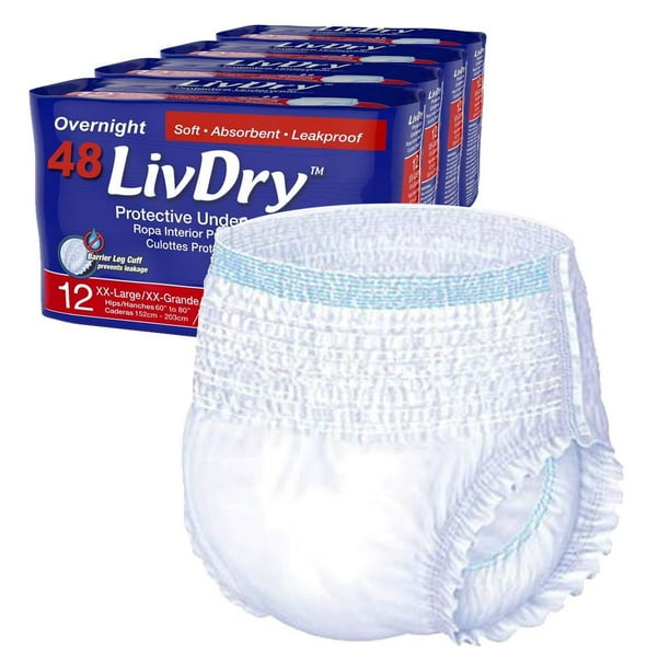 LivDry Adult XXL Incontinence Underwear, Overnight Comfort Absorbency