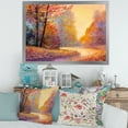 thumbnail image 3 of Designart 'The Autumn Forest Orange Leaves Landscape With Path' Lake House Framed Art Print, 3 of 4