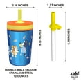 thumbnail image 5 of Zak Designs 12oz and 15oz 2-Pack Straw Tumbler Stainless Steel and Plastic with Additional Straw Leakproof and Perfect for Kids, Bluey, 5 of 9