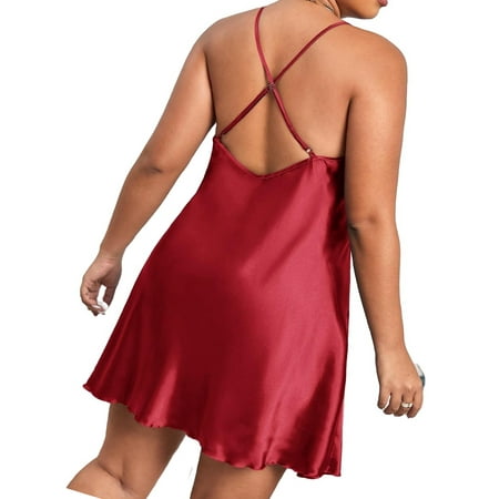 

Sexy Cami Strap Slip Dress Sleeveless Burgundy Plus Size Nightgowns & Sleepshirts (Women s)