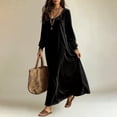 thumbnail image 4 of Women Fall Winter Velvet Round Neck Maxi Dress Long Sleeve Loose Solid Chic Elegant Casual Everyday Black M(M), 4 of 5
