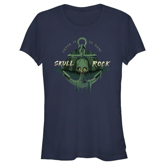 Junior's Peter Pan & Wendy Skull Rock Enter if ye Dare Graphic Tee Navy Blue 2X Large