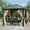 Brown Single Roof, variant on Dextrus 10x12ft Hardtop Gazebo with Nettings and Curtains, Heavy Duty Galvanized Steel Outdoor Vertical Stripes Roof for Patio, Backyard, Deck, Lawns, Brown