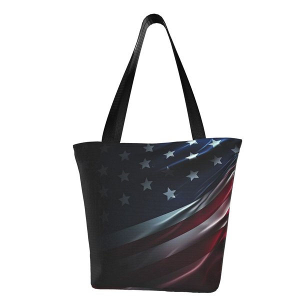 Easygdp American Flag Waving Print Bolso de Hombro para Mujer, Bolso Bandolera y Cartera de Mano Elegante para Uso Diario