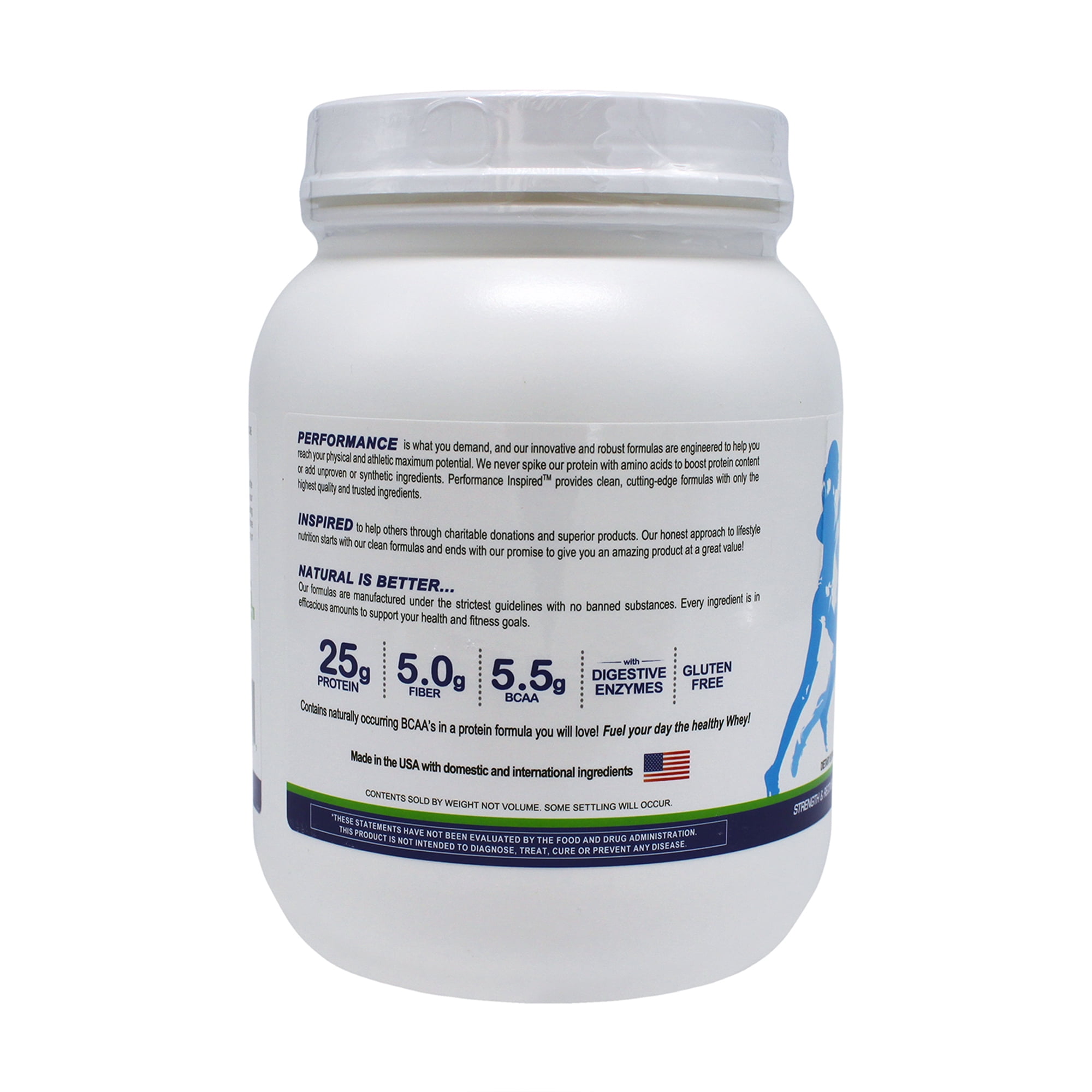 Performance Inspired Nutrition - Whey Protein Powder - All Natural - Digestive Enzymes - Fiber Packed - Vanilla Bean - 2 lbs