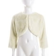 thumbnail image 3 of TSSOE Kids Girls Faux Fur Dress Coat Flower Girl Bolero Shrug Sweater Jacket Princess Cape Winter Party Outerwear Beige 2-3, 3 of 7