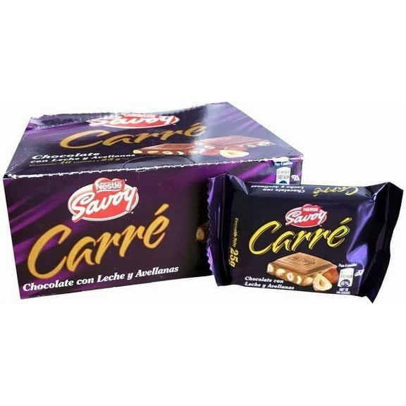 Savoy Carre Milk Chocolate with Hazelnuts – 16-Pack (25g/0.88oz Each)