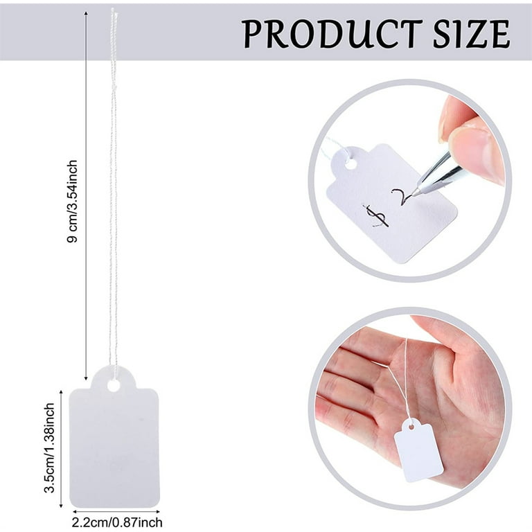 100 pcs White Paper Price Tags, Jewelry Price Tags with String attached