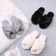 thumbnail image 4 of Zapatillas De Lana Artificial Planas Con Punta Abierta De Color Sólido Para Mujer De Otoño E Invierno, Zapatillas De Felpa Cruzadas Antideslizantes Y Resistentes Al Desgaste Cateissary AP007466-09, 4 of 6