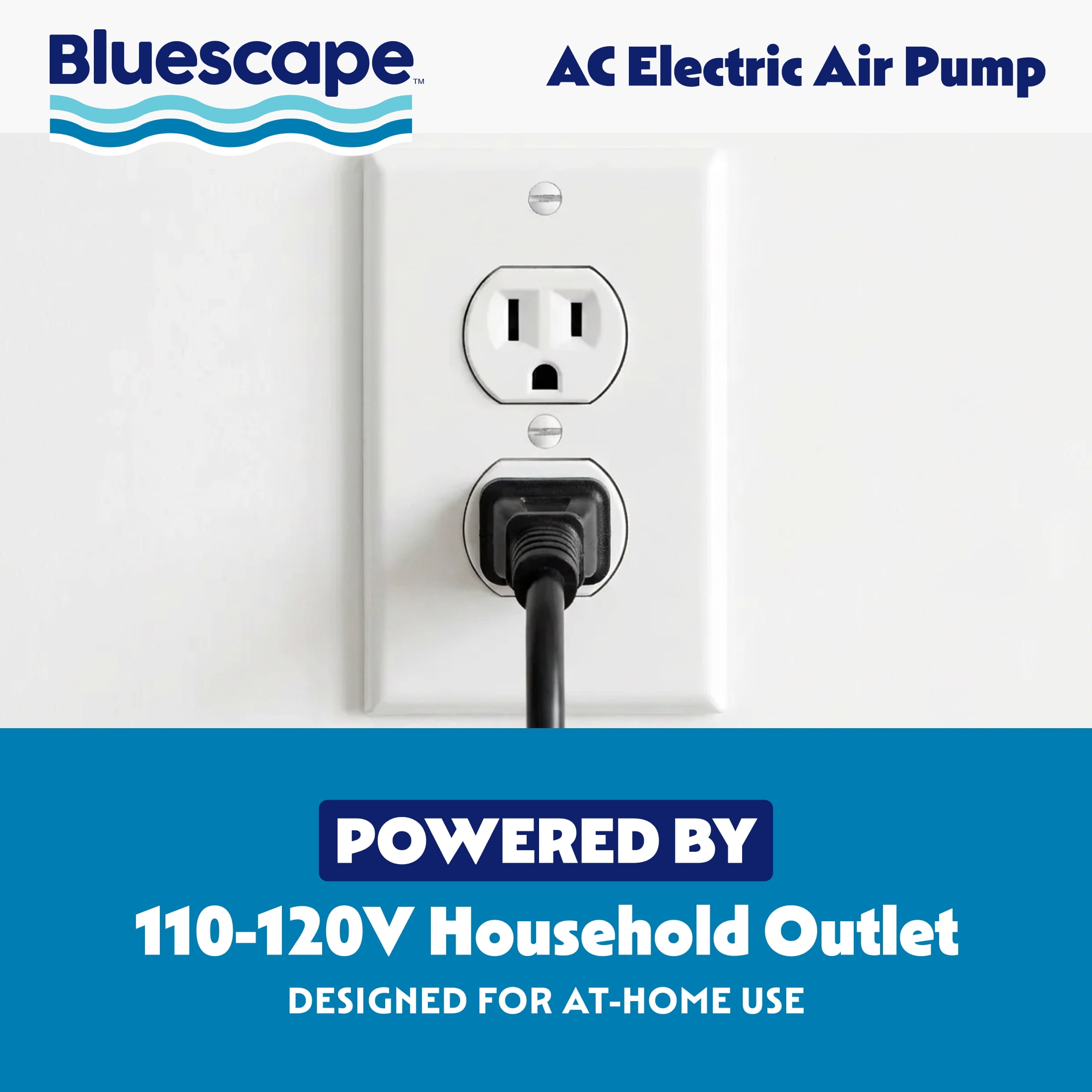 Bluescape Sidewinder AC Electric Air Pump with Multiple Valve Adapters, 110-120V, Blue