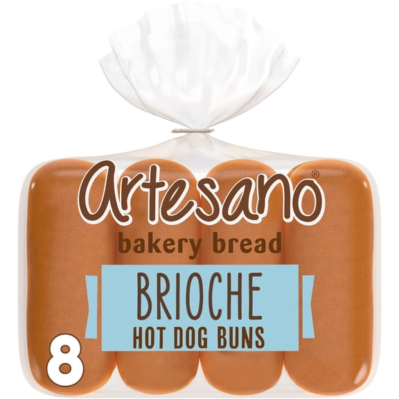 Artesano Brioche Hot Dog Buns, 8 count, Hot Dog Buns, 16 oz Bag