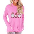 thumbnail image 1 of LoyisViDion Women'S Solid Color Christmas Print Round Neck Sweater Women Pink 14(XXL), 1 of 4