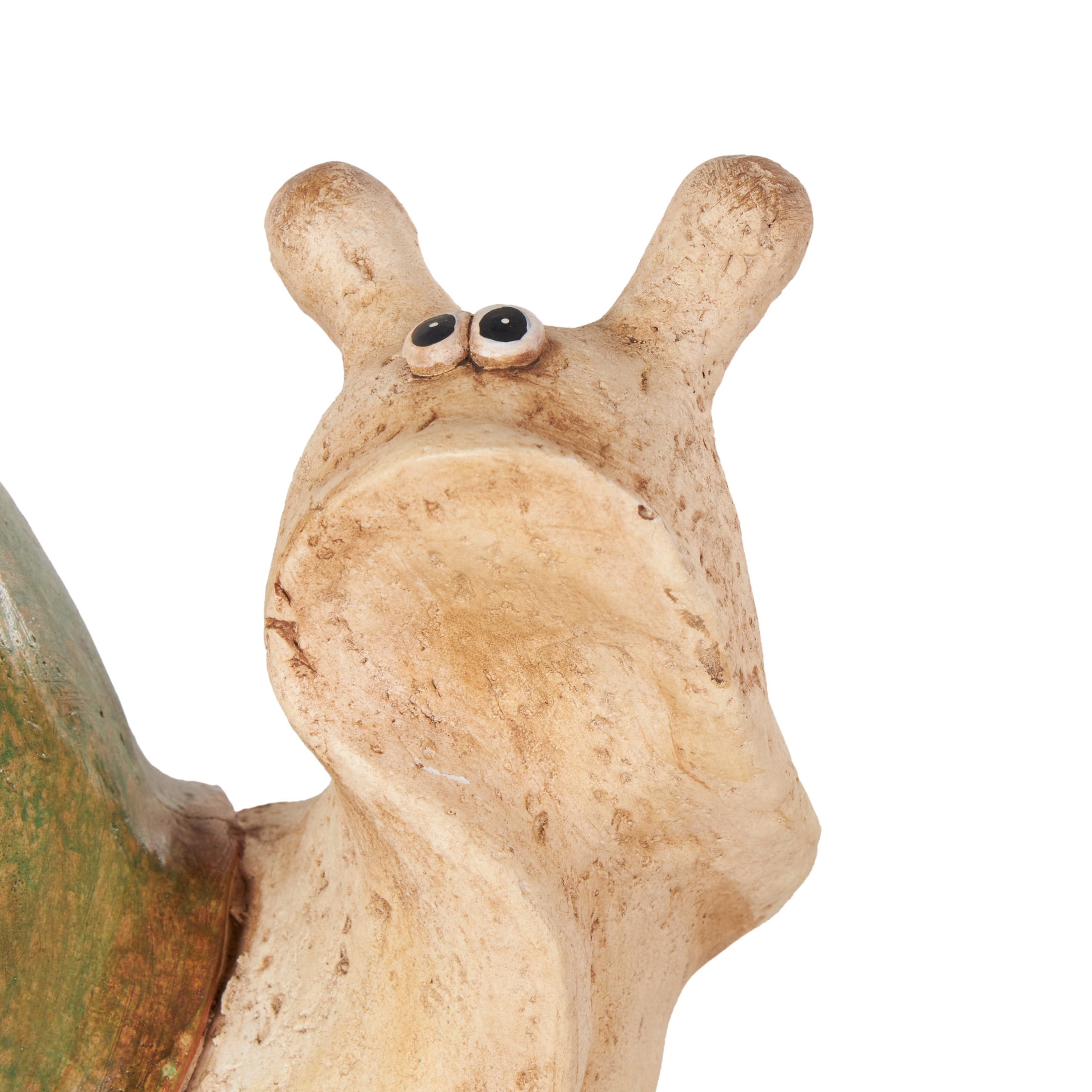 DecMode 12" Snail Garden Sculpture with Rabbit and Green Accents