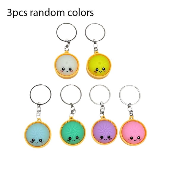 3PCS Dumpling Keychain Random Color Steamed Bun Keychain For Keys Bags and Phones Charm