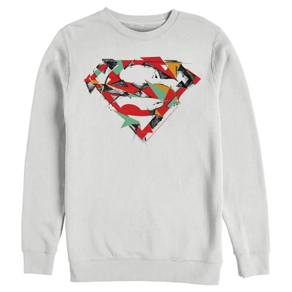 Men's Superman Logo Puzzle Sweatshirt White Large
