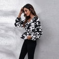 thumbnail image 4 of Lu's Chic Women's Long Sleeve Top Thin Pullovers V Neck Bishop Sleeve Babydoll Lightweight Polyester Pull Over Patterned13 X-Large, 4 of 4