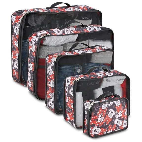 Disney Minnie & Mickey Mouse Packing Cubes, 5 Piece Set Travel Essential Packing Case Red