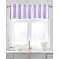thumbnail image 2 of Purple Stripe Linen Curtain Valance for Bedroom/Bathroom/Kitchen/Living/Dining Room Window,Geometric White Striped Boho Minimalist Modern Decor Pocket Topper Drapes Decorative Cafe Drapery 60"x18", 2 of 6