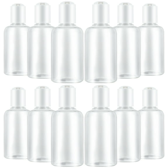 Troglfold travel bottles 12pcs 75ml Refillable Press Cap Travel Toiletry Bottles - Random Cap Color,3.94"X1.57"X1.57"