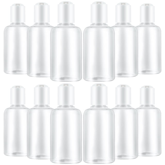 12 unids 75 ml Botella Rellenable Prensa Tapa Contenedor de Almacenamiento de la Botella de Viaje para Shampoo Loción Crema (Color Al Azar)