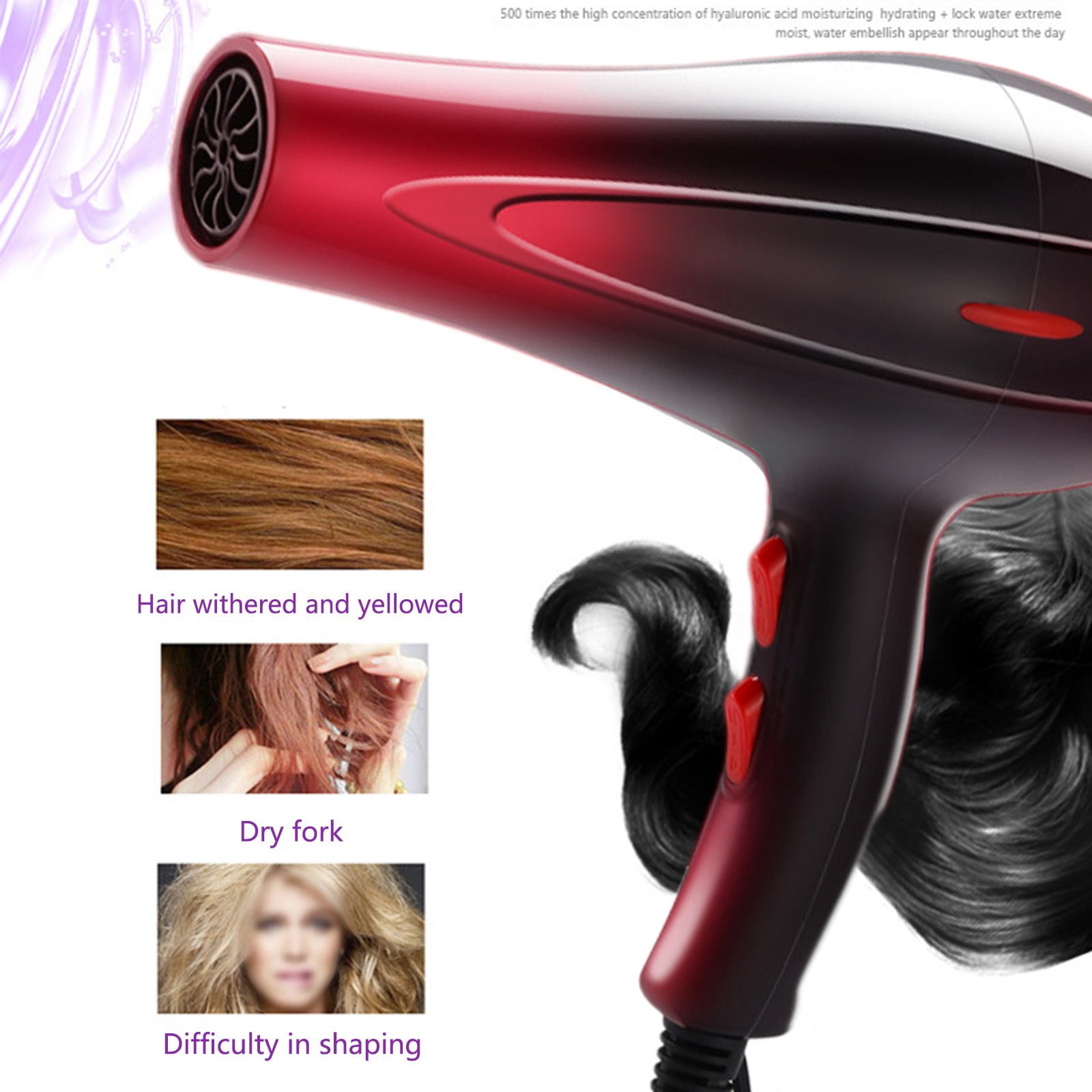 Iumwxz 110V Hair Dryer for Women and Men with 5 Heat Settings, Fast Drying High Power Motor and Concentrator Attachment, Compact Design for Home Salon Gym Travel