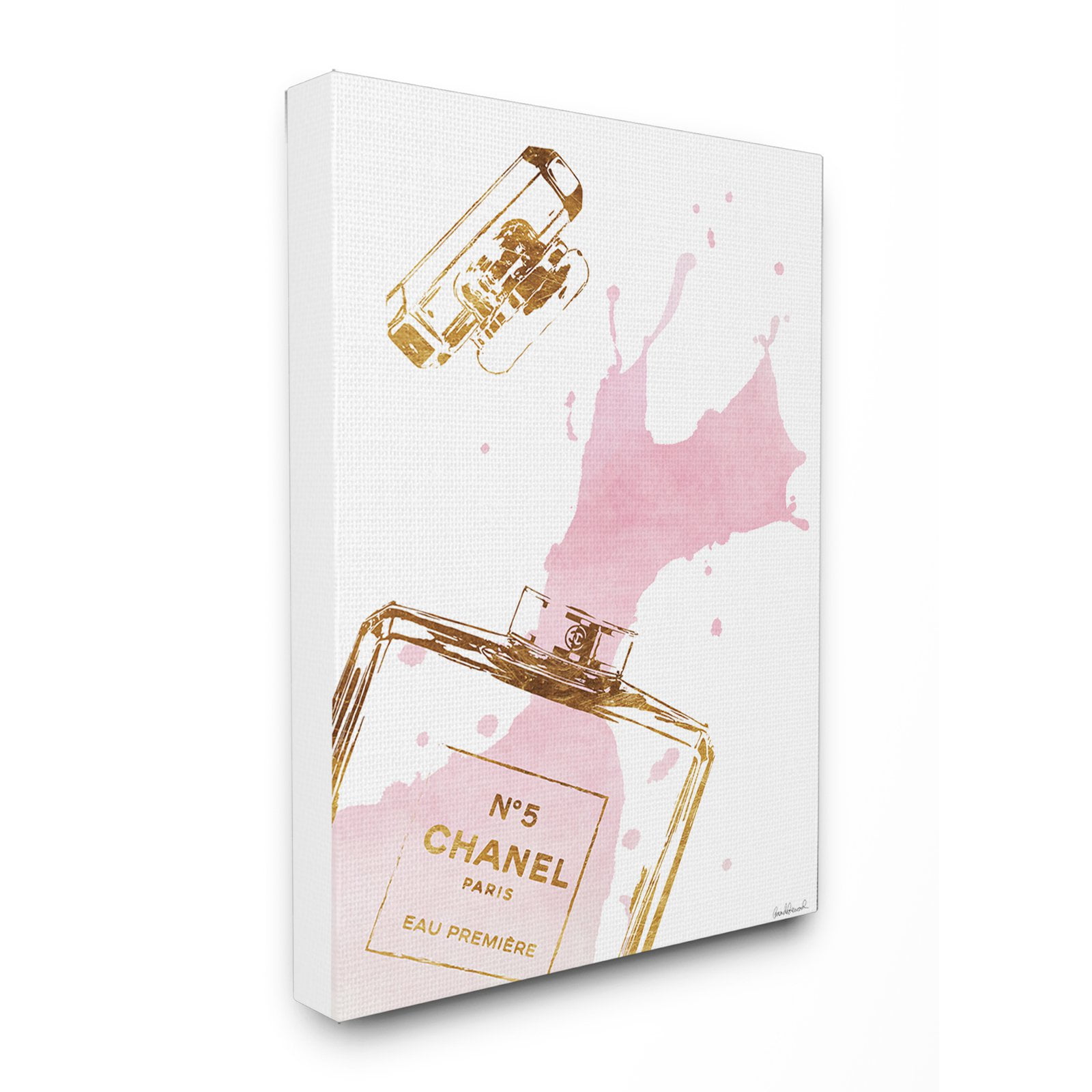 Stupell Industries Perfume Bottle Splash Pink Gold Canvas Wall Art ...