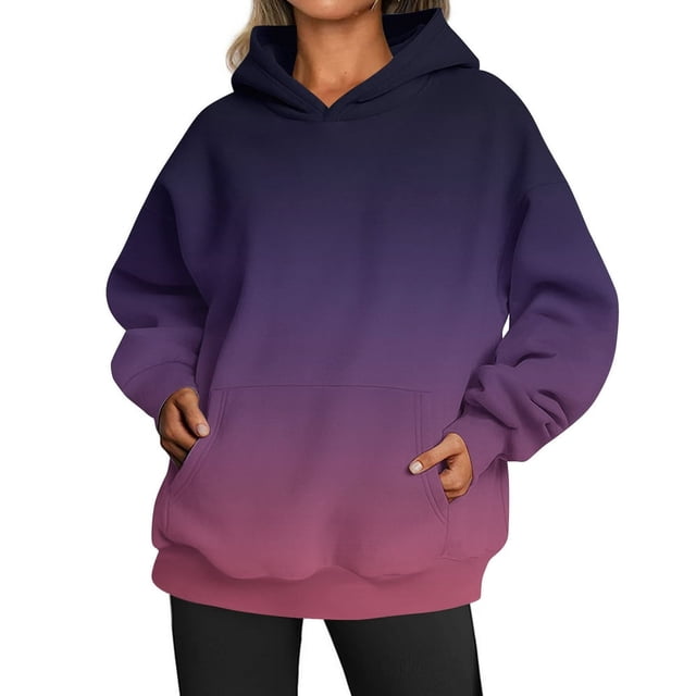Mode Femmes Sweat-Shirts Décontractés à Col Rond Sweat-Shirts à Manches Longues Violet Foncé XXL