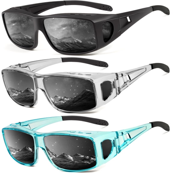 KALIYADI Fit Over Wrap Sunglasses Polarized Sun Glasses:Wrap Around Eyeglasses for Men and Women with UV Protection for Driving