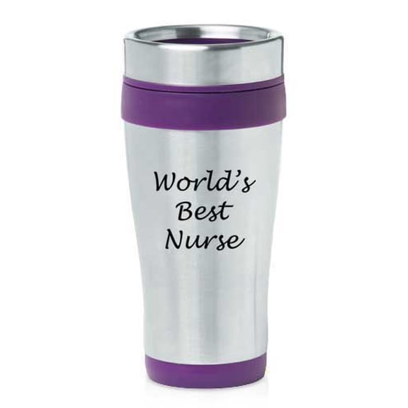 Purple 16oz Insulated Stainless Steel Travel Mug Z2487 World's Best Nurse