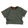 thumbnail image 1 of Sunnyoo T-Shirt à Rayures à Manches Courtes pour Petits Garçons, T-Shirt Doux et Polyvalent, Vert, 1 of 4
