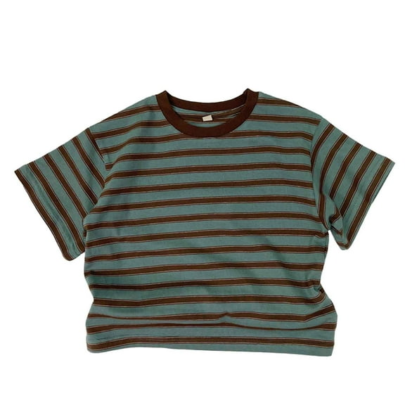 Kiijoy Toddler Boys Short Sleeve Striped T-Shirt Soft Versatile T Shirt Kids Active Tee Shirt