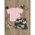 thumbnail image 4 of Jxzom Toddler Girls Clothes 1T 2T 3T 4T 5T Summer Outfits Baby Kids Short Sleeve T-Shirt Tops  Camouflage Shorts Sets, 4 of 7