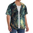 thumbnail image 2 of Balery Enchanted Forest Skull Path Camisa Casual de Manga Corta con Botones para Hombre, Texturizada, Estilo Cubano, para Playa, Verano-Medium, 2 of 5