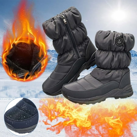 

Winter Clearance Deals! SuoKom Boots for Women Outdoor Women Winter Warmer Snow Boots Round Toe Shoes Waterproof Slip On Casual Boots Winter Snow Boots for Women Black