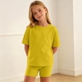 thumbnail image 6 of BXJX Girls Summer Outfit Sets, 2 Piece Short Sleeve Crew Neck T-Shirt and Shorts Set Yellow Size 9-10 T, 6 of 7