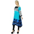 thumbnail image 6 of Bimba Designer Ethnic Indian Kurta Kurti Rayon Tunic Blouse With Asymmetrical Hem, 6 of 9