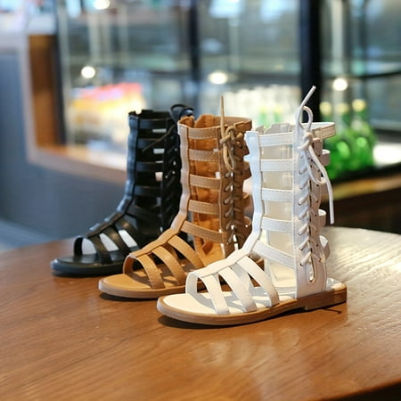 

Trendy Cool Open Toe Roman Sandals With Zipper For Girls Breathable Soft Decorative Sandals For Outdoor Beach Party Summer
