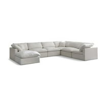 Meridian Furniture Plush Standard Cream Velvet Modular Sectional