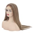 thumbnail image 3 of Long Straight Lace Front Wigs 13X4X1 T Part Human Hair Highlighted Brown Mixed Blonde Wig With Baby Hair Glueless 150% Density Free Part Balayage Remy Straight Wigs Bleached Knots(20 inches), 3 of 6