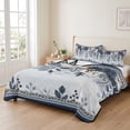thumbnail image 2 of Quilts Twin Size Bedding Set, Navy Blue Poinsettia Christmas Lightweight Quilted Comforter, Xmas Winter Flowers Leaves Soft Reversible Bedspread Coverlet with Pillow Covers for All Season, 68" x 86", 2 of 9